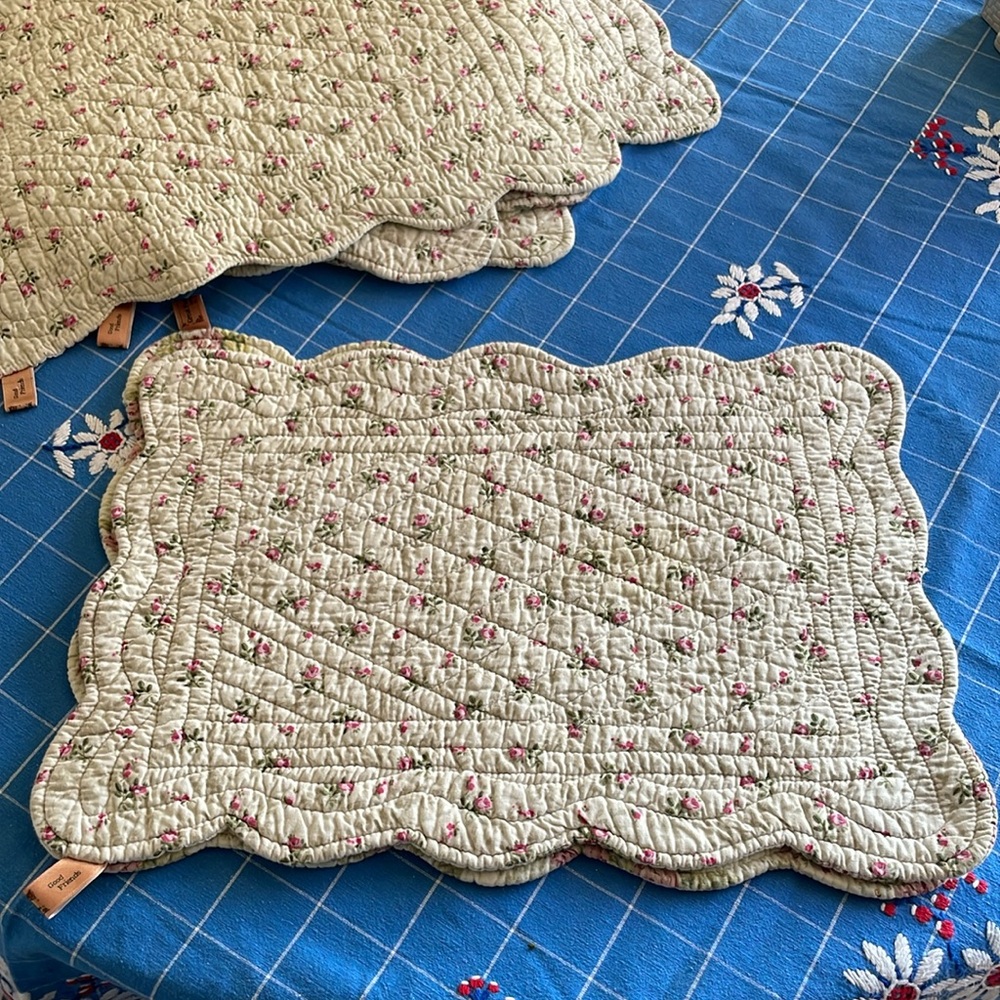 GREAT FINDS GREAT FRIENDS 8 COTTON QUILTED 20” x 14” REVERSIBLE PLACEMATS FLORAL - Picture 2 of 7